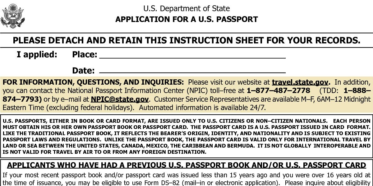 new passport application for child usps